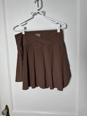 Amazon Chocolate Brown Buttery Soft Cross Front Athletic Skort Women's XL